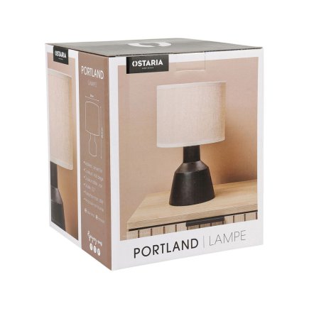 Ostaria Λάμπα Τσιμέντου Λινό 'Portland' Μαύρο Μπεζ H29.5cm -37531