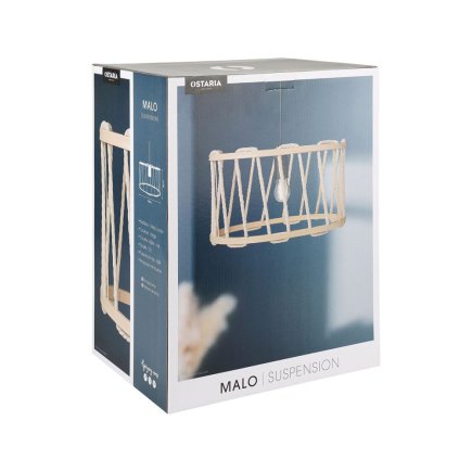 Ostaria Κρεμαστό Φωτιστικό Κορδόνι 'Malo' Φυσικό 19.5εκ -37510