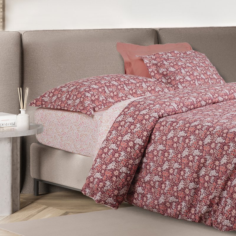 DAS HOME Σετ Μονά Σεντόνια με Λάστιχο Casual σε Μπορντό & Nude Απόχρωση 502106105433