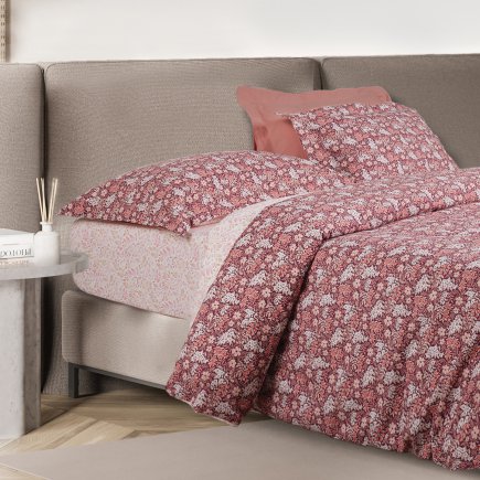 DAS HOME Σετ Μονά Σεντόνια με Λάστιχο Casual σε Μπορντό & Nude Απόχρωση 502106105433