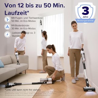 LEVOIT Ασύρματη Σκούπα LEVOIT V200, Αυτονομία 50 Λεπτά, Φωτισμός LED, 180W, Δοχείο 0.75 L, Φίλτρο HEPA 5 Σταδίων, Λευκή LSV-V200