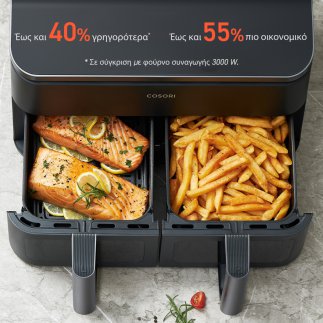 COSORI Διπλή Φριτέζα Αέρος Dual Basket CAF-R901, 8.5L, Μαύρη CAF-R901-AEU