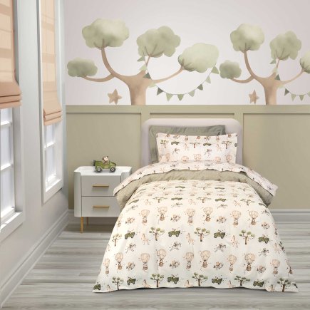 GREENWICH POLO CLUB Σετ 3 τμχ Σεντόνια Μονά 170x240cm Βαμβακερά Ivory, Olive Green 202109108860