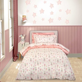 GREENWICH POLO CLUB Σετ 3τμχ Σεντόνια 170x240cm Μονά Βαμβακερά Ivory - Pink 202109108859