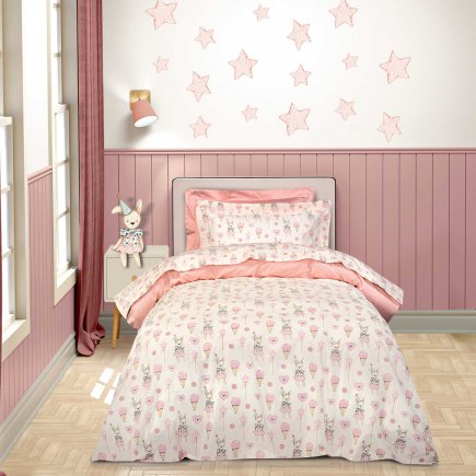 GREENWICH POLO CLUB Σετ 3τμχ Σεντόνια 170x240cm Μονά Βαμβακερά Ivory - Pink 202109108859