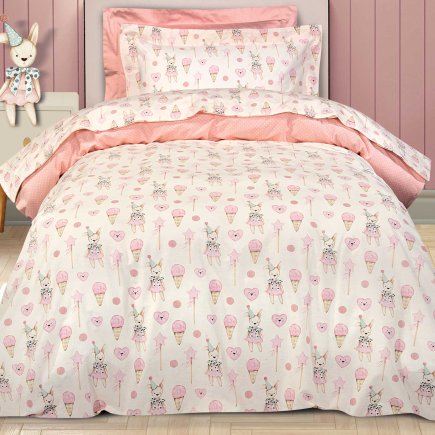 GREENWICH POLO CLUB Σετ 3τμχ Σεντόνια 170x240cm Μονά Βαμβακερά Ivory - Pink 202109108859