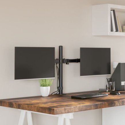 vidaXL Βάση Οθόνης Διπλή VESA Μαύρη 75/100 χιλ. από Ατσάλι 358002