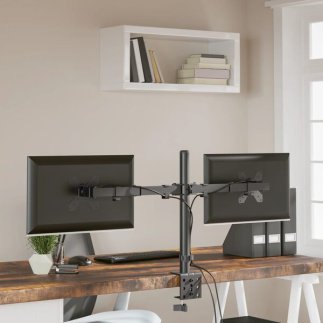 vidaXL Βάση Οθόνης Διπλή VESA Μαύρη 75/100 χιλ. από Ατσάλι 358002