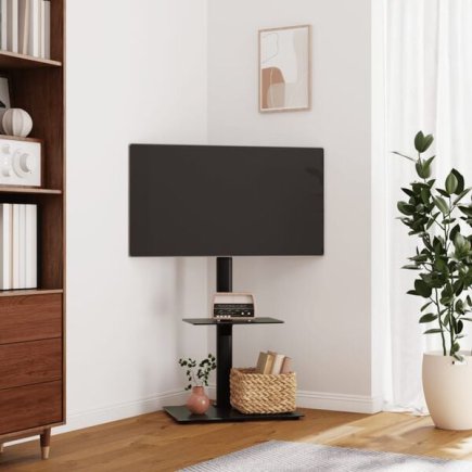 vidaXL Βάση Τηλεόρασης Γωνιακή 2 Επιπέδων για 32-65 Ιντσών Μαύρη 379566
