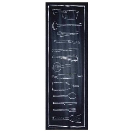 vidaXL Χαλί Κουζίνας Toile Μαύρο 180 x 60 cm Βελούδο 42013431