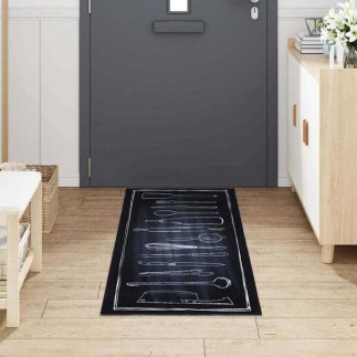 vidaXL Χαλί Κουζίνας Toile Μαύρο 180 x 60 cm Βελούδο 42013431