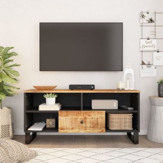 vidaXL Έπιπλο Τηλεόρασης 100x33x46 εκ. Μασίφ Ξύλο Μάνγκο & Επεξ. Ξύλο 351970