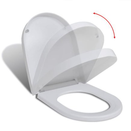 vidaXL Κάλυμμα Λεκάνης με Soft Close & Quick Release Τετράγωνο Λευκό 141765
