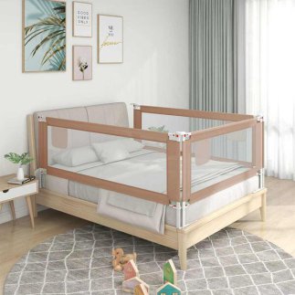 vidaXL Μπάρα Κρεβατιού Προστατευτική Taupe 200 x 25 εκ. Υφασμάτινη 10224