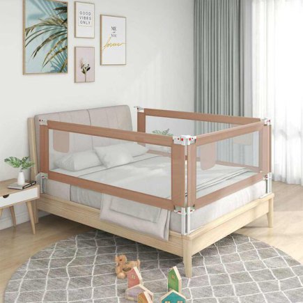 vidaXL Μπάρα Κρεβατιού Προστατευτική Taupe 200 x 25 εκ. Υφασμάτινη 10224