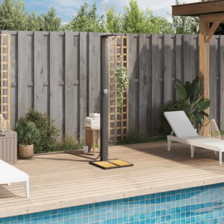 vidaXL Ντους Εξ. Χώρου Μαύρο 50x55x224εκ. Συνθετικό Ρατάν/Ξύλο Ακακίας 368206