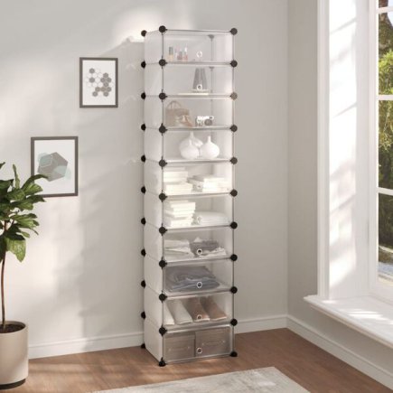 vidaXL Παπουτσοθήκη Διαφανής 44 x 32 x 174 εκ. από Πολυπροπυλένιο 340561