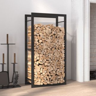 vidaXL Ραφιέρα Καυσόξυλων Ματ Μαύρο 50x28x94 εκ. Ατσάλι 350305