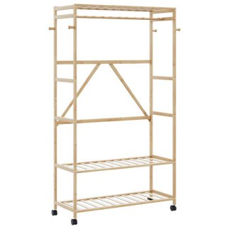 vidaXL Ράφι ρούχων με ράφια και ρόδες 110x40x180 εκ. Μπαμπού 4008923