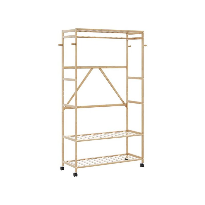 vidaXL Ράφι ρούχων με ράφια και ρόδες 110x40x180 εκ. Μπαμπού 4008923