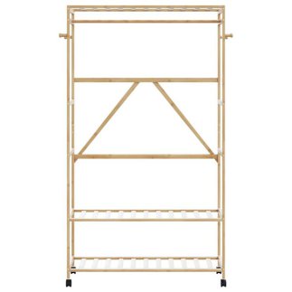 vidaXL Ράφι ρούχων με ράφια και ρόδες 110x40x180 εκ. Μπαμπού 4008923