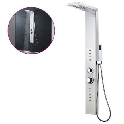 vidaXL Στήλη Ντους Υδρομασάζ Τετράγωνη από Ανοξείδωτο Ατσάλι 142371