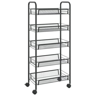 vidaXL Τρόλεϊ Κουζίνας 5 Επιπέδων Μαύρο 46 x 26 x 105 εκ. Σιδερένιο 336328