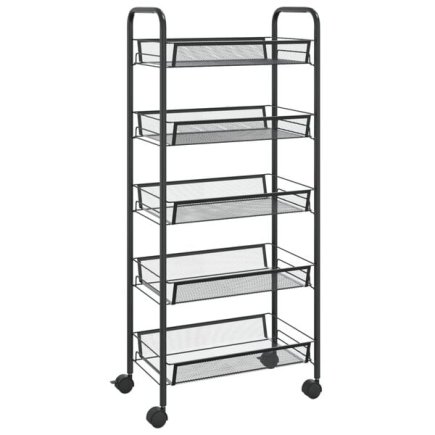 vidaXL Τρόλεϊ Κουζίνας 5 Επιπέδων Μαύρο 46 x 26 x 105 εκ. Σιδερένιο 336328