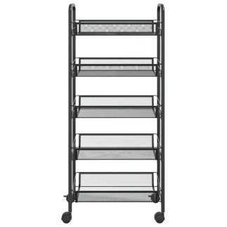 vidaXL Τρόλεϊ Κουζίνας 5 Επιπέδων Μαύρο 46 x 26 x 105 εκ. Σιδερένιο 336328