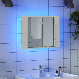 vidaXL Καθρέφτης Μπάνιου με Ντουλάπι LED Λευκός 60x12x45 εκ. Ακρυλικός 834938