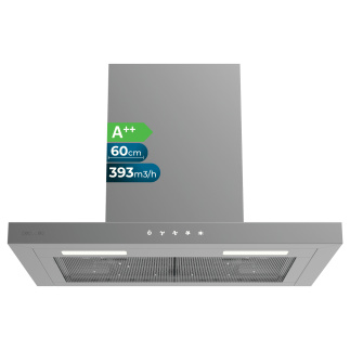 Cecotec Απορροφητήρας Bolero Flux TT 604000 Inox A++ Εξαγωγέας καπνού "T" 60cm, 393m³/h, 3 ταχύτητες, SS Touch Control, Ανοξείδω