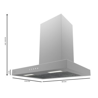 Cecotec Απορροφητήρας Bolero Flux TT 604000 Inox A++ Εξαγωγέας καπνού "T" 60cm, 393m³/h, 3 ταχύτητες, SS Touch Control, Ανοξείδω
