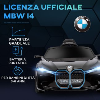 HOMCOM Electric Ride-On Toy Car για παιδιά 3-8 ετών με δίπλωμα BMW με Τηλεχειριστήριο, Κόρνα και Προβολείς, 115x67x45 cm, Μαύρο 