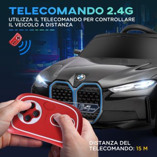 HOMCOM Electric Ride-On Toy Car για παιδιά 3-8 ετών με δίπλωμα BMW με Τηλεχειριστήριο, Κόρνα και Προβολείς, 115x67x45 cm, Μαύρο 