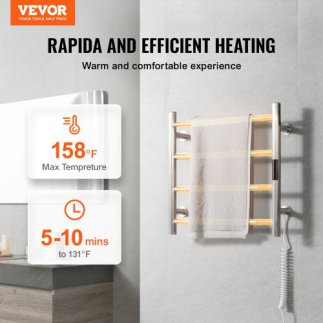Θερμαινόμενη Κρεμάστρα Πετσετών VEVOR 4-Bar Τοίχου Ασημί JRMJJBGS4GYS0WFHPV2