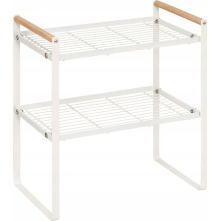 5FIVE Simply smart Μεταλλική Ραφιέρα με Ξύλινες Λαβές "Balm" 33X21X37,5 cm ,Λευκή 190172
