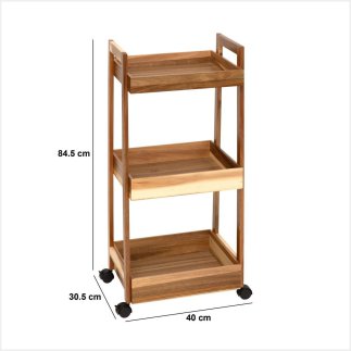 5FIVE Simply smart Τρόλεϊ Κουζίνας 3 Επίπεδων 40 x 30.5 x 84.5 cm από Ξύλο Ακακίας 190144
