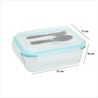 5FIVE Simply smart Γυάλινο Δοχείο Φαγητού 1L (15.6 x 8.1 x 20.6 cm) με Αεροστεγές Καπάκι και Μαχαιροπήρουνα 203073