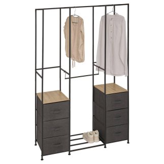 5FIVE Simply smart Μεταλλική Ντουλάπα "Tissa" 116 x 40 x 176 εκ με Ξύλινα Ράφια και Υφασμάτινα Συρτάρια 193595