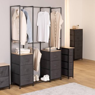 5FIVE Simply smart Μεταλλική Ντουλάπα "Tissa" 116 x 40 x 176 εκ με Ξύλινα Ράφια και Υφασμάτινα Συρτάρια 193595
