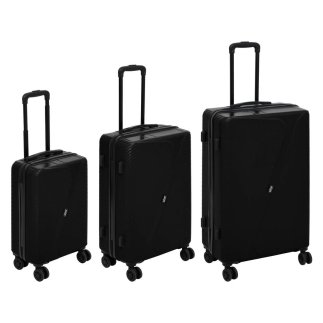 5FIVE Simply smart Σετ 3 τμχ Ανθεκτικές Βαλίτσες Ταξιδίου ABS με 8 Ρόδες Black 213500