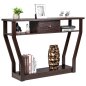 Costway Κονσόλα Τραπέζι με Συρτάρι και Ράφι 120 x 30 x 81 cm Καφέ HW60291CF