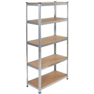 BAKAJI Ράφι 5 Επιπέδων Μεταλλικό και Ξύλινο 180x75cm Βαρέως Τύπου Γαλβανισμένη Ραφιέρα 02825056