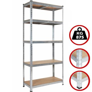 BAKAJI Ράφι 5 Επιπέδων Μεταλλικό και Ξύλινο 180x75cm Βαρέως Τύπου Γαλβανισμένη Ραφιέρα 02825056