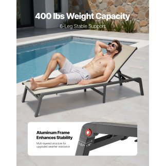 Ξαπλώστρα Αλουμινίου με Βάρος 181kg, 1110 x 595 x 105 mm Ρυθμιζόμενη σε 5 Θέσεις JSTYGDTYKQSKCV0XW001V0 VEVOR