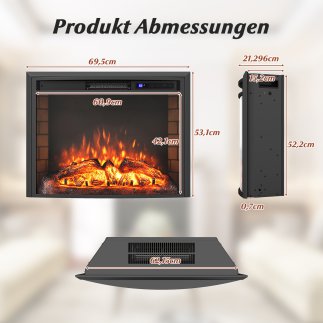 Costway Ηλεκτρικό Τζάκι 1500W με Θέρμανση και Τηλεχειριστήριο και Προστασία Υπερθέρμανσης για Εντοιχισμό FP11000DE-26