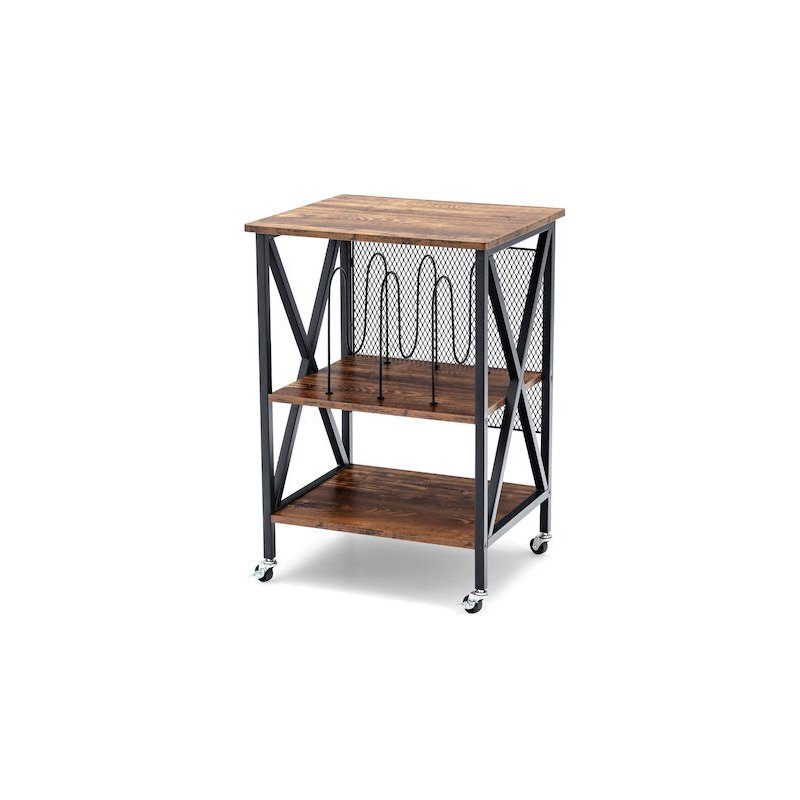 Costway Τροχήλατη Καφέ Ραφιέρα 3 Επιπέδων 52x45x75 cmJV12662DE-CF Costway Τροχήλατη Καφέ Ραφιέρα 3 Επιπέδων 52x45x75 cmJV12662DE-CF