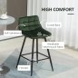 HOMCOM Σετ 2 σκαμπό μπαρ με πλάτη και υποπόδιο Nordic Style σε μέταλλο και βελούδο, πράσινο, 45x47x88cm 835-271V00GN