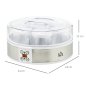 HOMCOM 20W 1,5L Συσκευή γιαουρτιού με 7 βάζα και οθόνη κουμπιών, από ανοξείδωτο ατσάλι και πλαστικό, 24x24x13 cm, λευκό 800-177V