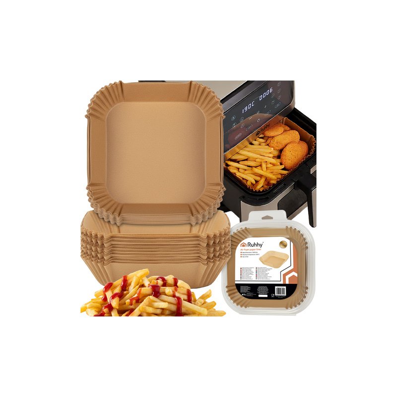 Ruhhy Πακέτο 100 τμχ Αντικολλητικό Χαρτί για Air Fryer 16x16cm 26955